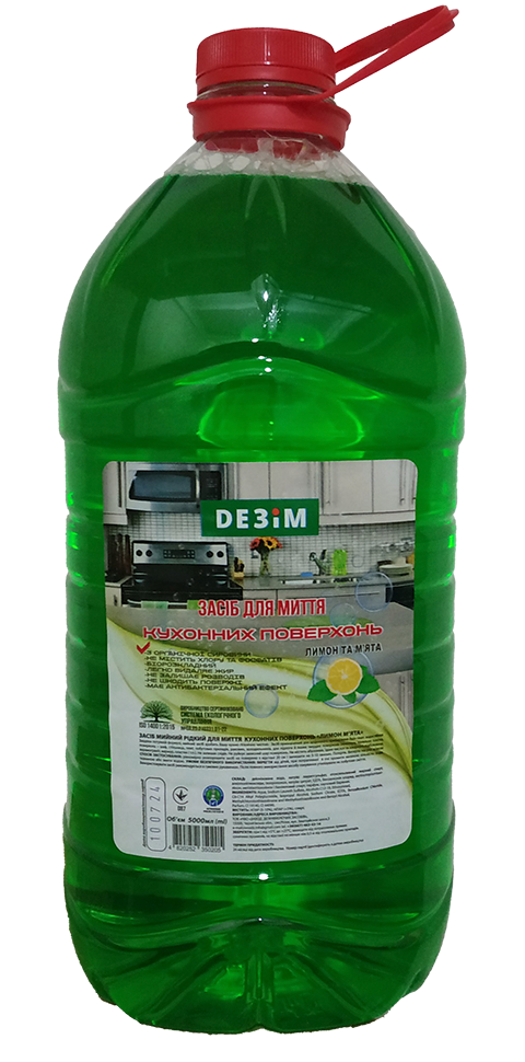 Засіб мийний рідкий для миття кухонних поверхонь «ЛИМОН М‘ЯТА», DЕЗІМ, 5л